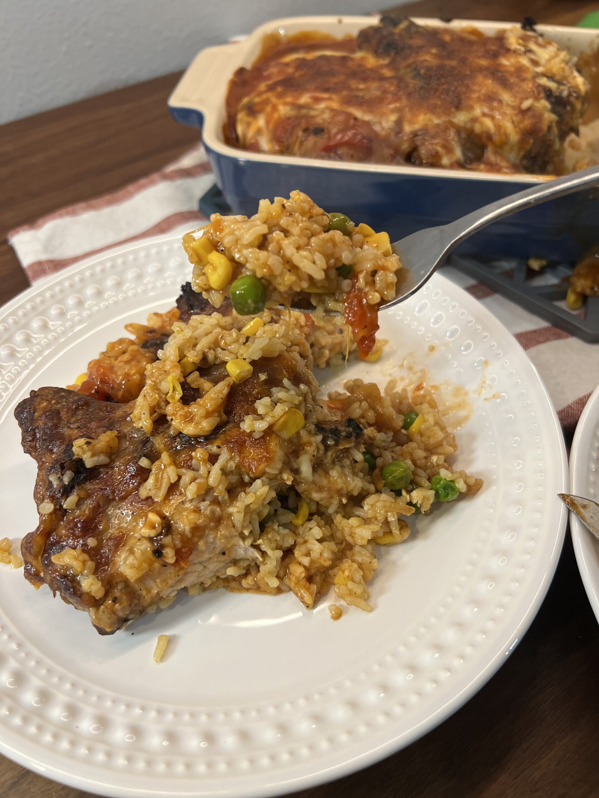 Cheesy Baked Pork Chop Rice